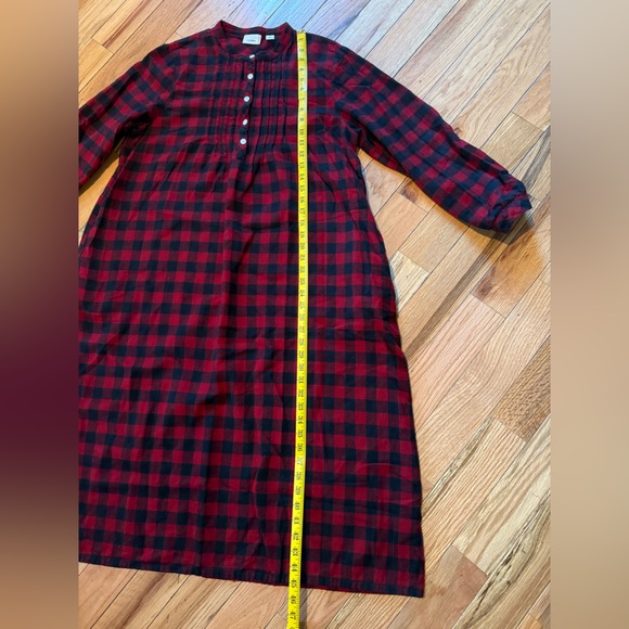 VTG LL Bean Long Flannel Nightgown Women’s Size M/Petite Red/Black Buffalo Plaid - Picture 11 of 12